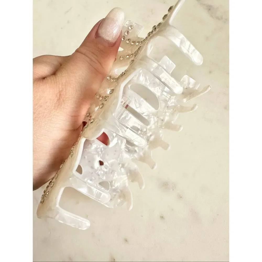 ‘Bride’ bridal white and rhinestone hair claw